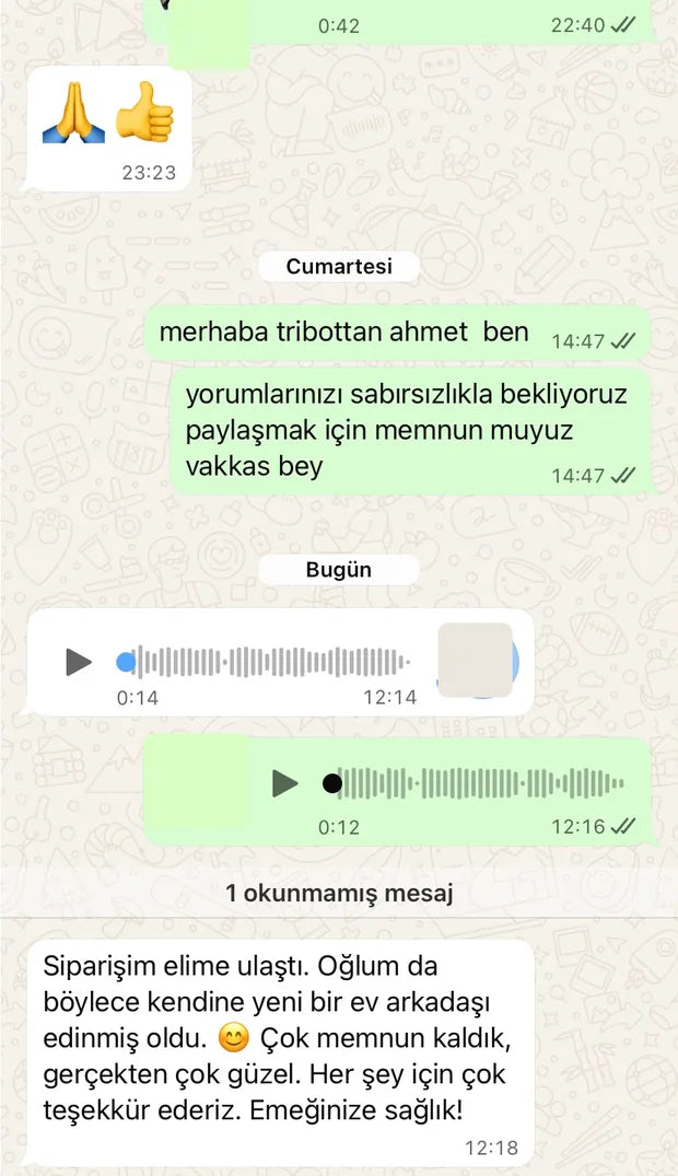 Vakkas B. — teslimat sonrası — WhatsApp mesajı